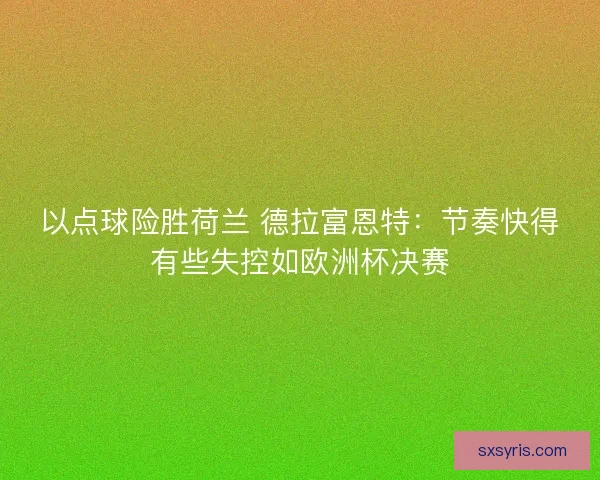 以点球险胜荷兰 德拉富恩特：节奏快得有些失控如欧洲杯决赛