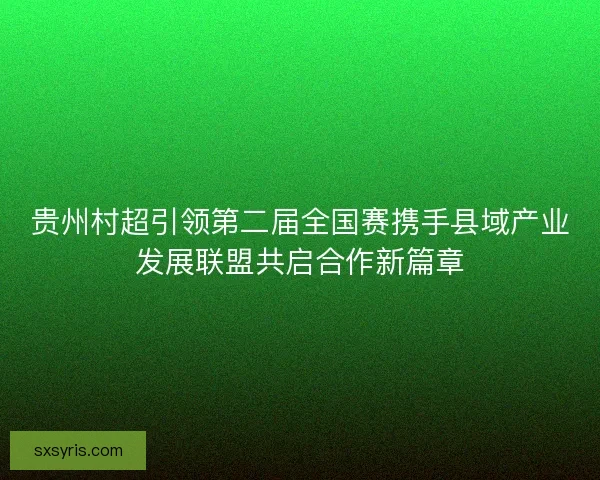 贵州村超引领第二届全国赛携手县域产业发展联盟共启合作新篇章